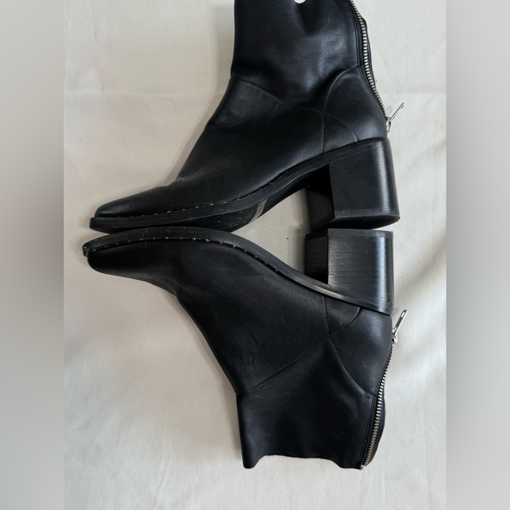 Treasure & Bond Black Leather Ankle Boots Women 6.5 Zip Bootie